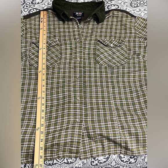 Quizz Green Plaid Button-Up Shirt Jacket 100% cotton size 20 - Picture 7 of 9